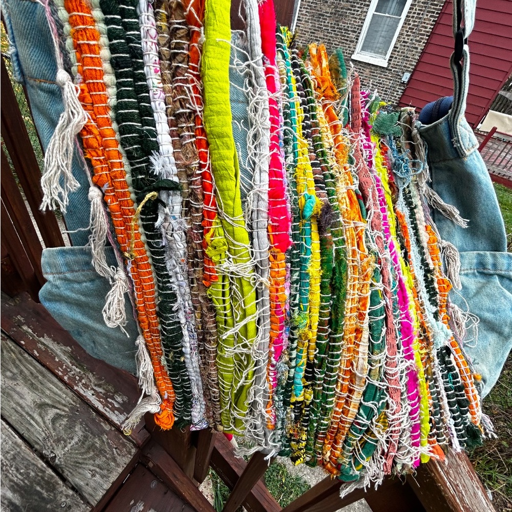 Custom Denim Patchwork Messenger Bag - image 4